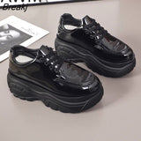 Autumn Women Platform Sneakers Chunky Ulzzang Fashion Ladies Casual Shoes Woman Leather Tenis Female White Black 6cm
