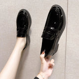 New Fashion Patent Leather Loafers for Women Shoes Square Heel Slip on Office Lady Shoes Loafers Chaussure