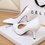 Patent Leather High Heels 10 Cm Thin Heels White Dress Party Pumps 2023 Autumn New Fashion Single Shoe Elegant Womens