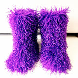 Hot Women Warm Fluffy Leather Boot Winter Plush Artificial Fur Snow Boot Outdoor Antiskid Shoe Mujer Platform Cotton