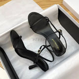 Summer Low Sandals Woman Leather Suit Female Beige Women’s Shoes High Heels Low-heeled Black Comfort New Stiletto Girls