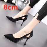 Female Casual High Quality Pointed Toe Yellow Slip on Stiletto Heels for Office Women Party Black Heel Shoes Zapatos
