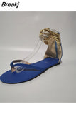 2023 New Fashion Women Romen Open Toe Shoes Flip Flops Flat Sandals Women Plus Size 43 Beach Shoes Sandalias De