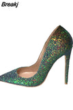 Glitter bling bling wedding shoes 12 cm high heel pumps sexy stiletto heels party shoes for women LF004