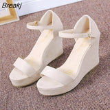Thick Bottom High Heel Women's Shoes Size 32 33 40 Black Roman Wedges Heel Platform Women's Sandals Beach