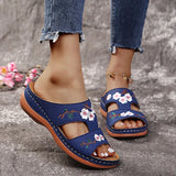 Breakj Slippers Women's Car Slopes And Slippers Flat Solid Color Thick Bottom Home One Foot Embroidered Cool