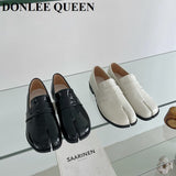 Split Toe Flats Shoes Women Slip On Casual Loafer Chunky Heel British Oxford Shoes 2023 Autumn Footwear Zapatos De