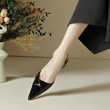 Pointed Toe Women Sandals Dress Heels Shoes Slingback Luxury Chunky Slippers 2024 Summer Flip Flops Pumps New Mujer