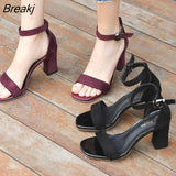 New Ankle Strap Heels Women Sandals 5/7CM Summer Shoes Women Open Toe Chunky High Heels Party Dress Sandals Big Size