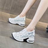 Women's Shoes 2023 Autumn New Casual Small White Shoes Rhinestone Platform Sports Air Cushion Shoes Plus Size Zapatos De