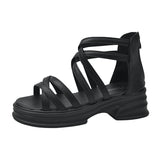 Breakj Spring And Summer New Thick-Soled Roman Sandals Women Zipper Coarse Heel Toe Fashion Casual