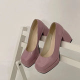 Toe High Heels for Women Temperament Solid Color Leather PU Platform Mary Jane Shoes Party Pumps Zapatos Tacon