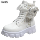 Botas Women Motorcycle Ankle Boots Wedges Female Lace Up Platforms Spring Black Leather Oxford Shoes Women Botas Mujer