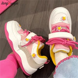 Sneakers for Women Popular autumn Style All-match Womens Trendy School Thick Sole White Pink Shoes lolita sneakers