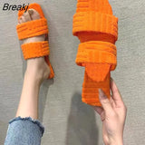 New Plush Women Slippers Female Cute Solid color Cotton Slippers Home Comfortable Shoes Indoor furry slide slippers