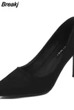 Suede High Heels Women Stiletto Pump Single Shoes Professional Ol Work Shoes Black Pointed Toe Sexy Party Black Wedding