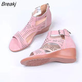 New Summer Women Fashion Sandlas Outdoor Sports Wedge Fish Mouth Opened Toe Height Increase Comfortable Light