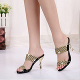 The Summer Of 2024, The New Water Drill Sandals, Women's High Heels, Temperament, Diamond Slippers, Fashion