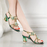 New Diamond Sandals In The Summer Of 2024 Wear Fairy High Heels, Thick Heels, Summer Fashion Non-Skid Crystal