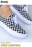 Print Women Shoes Spring Plaid Lace-Up Sneakers Print Fashion Canvas Sneakers Light Size 43 Walking Vulcanized