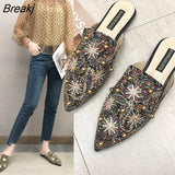 Luxury Women Mules Ladies Summer Chinese Slippers Women Shoes 2021 New Low Heels Flat Casual Shoes Woman Flip
