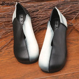 Designer Handmade Vintage Flats Women's Loafers Summer Genuine Leather Driving Shoes For Women Two Tone Moccasins