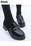 Women girl Uniform Shoes Uwabaki Japanese JK Round Toe Women Girls School Students Lolita Black Brown Cosplay Shoes Rubber