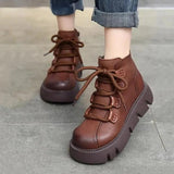 Women's New Lace up Elegant Women's Boots Flat Heel Round Toe Winter Shoes Women's Ankle Fashion