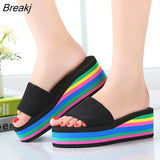 Women Sandal Slippers Platform Bath Slippers Wedge Beach Flip Flops High Heel Beach Slide Shoes EVA Fashion Casual
