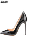 pointed toe shoes 8cm 10cm 12cm high thin heel party wedding office daily wear plus size 33-46 women pumps QP042