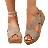 Breakj Sandals Women 2025 Summer New Slope Heded Thick-Sided Fish Mouth Magic Paste Roman