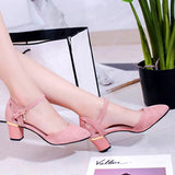 Femininas Women Casual Comfort Stylish Beige Square Heel Pumps Lady Fashion Sweet High Quality Office Heel Shoes