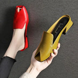 Slippers Women Summer New Fashion Peep-toe Women Shoes Outdoor Chunky Heel Mules Slipper Casual Women Sandals Flip