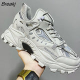 New Men Platform Sneakers Fashion Mesh Breathable Lace Up Chunky Shoes Trainers Trendy Sport Dad Shoes Zapatillas