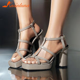 New Fashion Women's Sandals Summer 2023 Simply Casual Office Lady Shoes European Style Thick High Heels Sandals