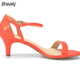 Colour Patent Hot Summer Sexy Party Low High Heels Sandal Women Pumps Shoes