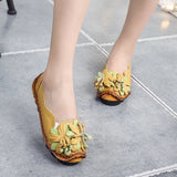 New Head Layer Cowhide Soft Sole Women's Shoes National Wind Leather Women's Single Shoes Large Size Comfortable Bean