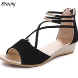 toe Sandals Women Summer Shoes Women Wedges Sandals Fashion Summer Ladies Wedge Shoes Woman Sandal Black Red Blue