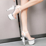 Women Shoes 2023 Luxury Brand Wedding Dress 2023 Bride Shoes Platform Sandals Super High Heels Transparent Heels Sexy
