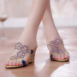 The Summer Of 2024, New Diamond Sandals, Slope Heels, Crystal Diamond Shoes, Open-Toed Bohemian