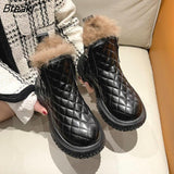 Women Boots Fashion Plus Velvet Winter Snow Boots Female Slip on Flat Casual Ankle Boots Ladies Short Boots Cotton