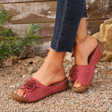 Breakj Slippers Women 25 New Slope And Exposed Toe Wearing Flower-Shaped