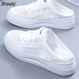 Outer Wear Slippers Women's Summer New White Fashion Flat Bottom Breathable Shoes Spring Leisure Sport Fashion Hollow