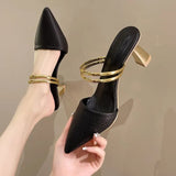 Women 2023 Summer High Heels Slippers Pu Heeled Sandals Stiletto Ladies Shoes Fashion Female Shoes