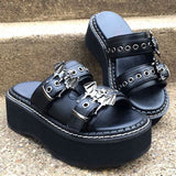 Design Gothic Style Vampire Cosplay Platform Wedges Woman Shoes Sandals Summer Cosy Fashion Women Shoes Slipper