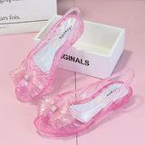 with Medium Heels Summer 2023 Bow Sandals for Women Beach Ladies Shoes Jelly Plastic Pvc Trend Anti Slip Hot Shoe