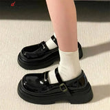 Style Chunky Platform Pumps Women 2024 Spring Round Toe Patent Leather Lolita Shoes Woman College style Uniform