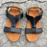 Breakj Summer Large Size Lady Flat Foot Bow Magic Sticker Casual Beach