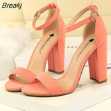 Summer Plus Size 34-43 Woman 9.5cm High Heels Sandals Classic Block Platform Pumps Lady Chunky Burgundy Yellow Nude