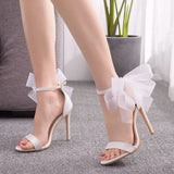 Women shoes 11cm stiletto sandals high heel sandals white flowers wedding shoes bridesmaid dress skirt